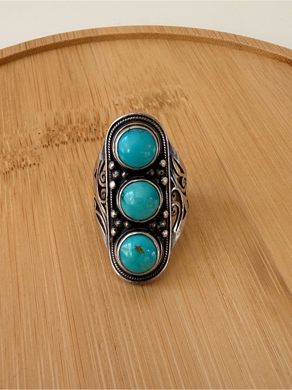 Silver Triple Turquoise ring - Picture 12 of 16